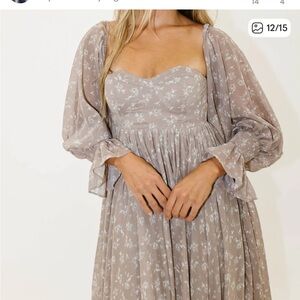 Elegant Long Sleeve Floral Dress